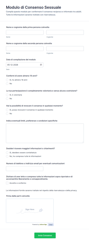 Modulo Di Consenso Sessuale