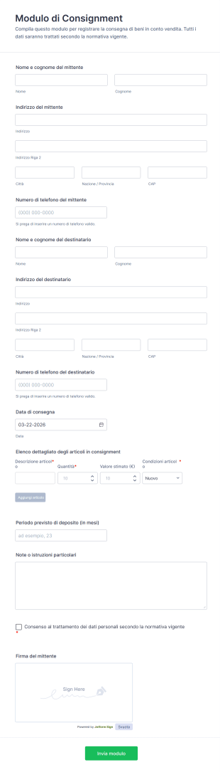 Modulo Di Consignment