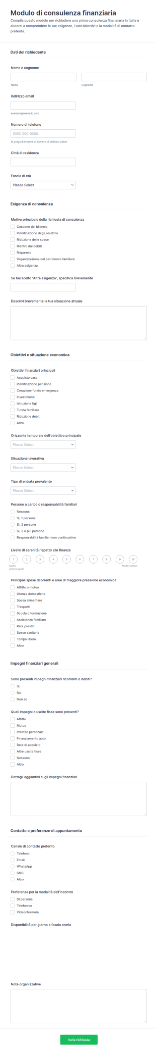 Modulo Di Consulenza Finanziaria