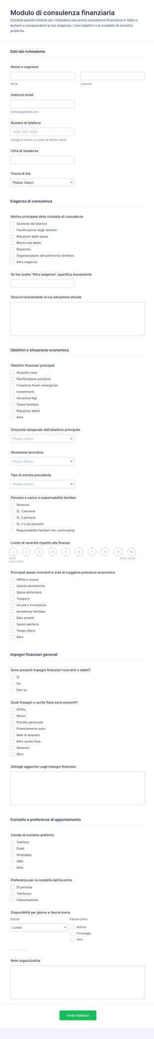 Modulo Di Consulenza Finanziaria