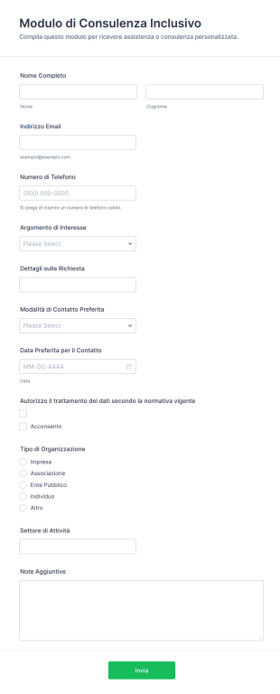Modulo Di Consulenza Inclusivo