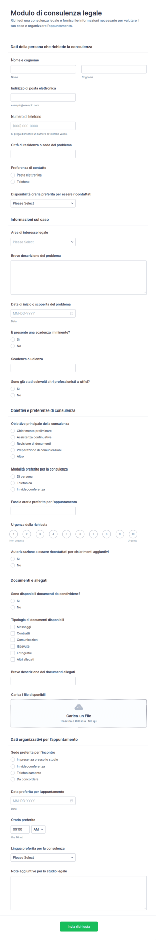 Modulo Di Consulenza Legale