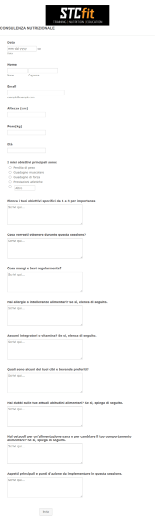 Modulo Di Consulenza Nutrizionale