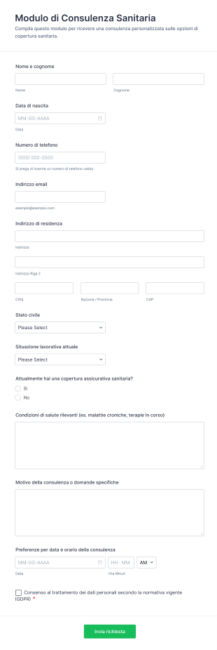 Modulo Di Consulenza Sanitaria