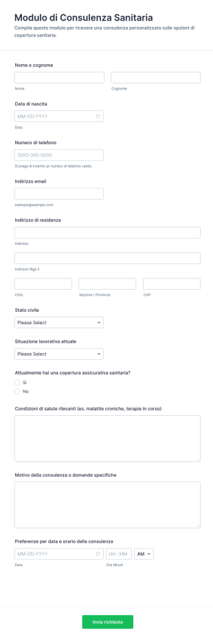 Modulo Di Consulenza Sanitaria
