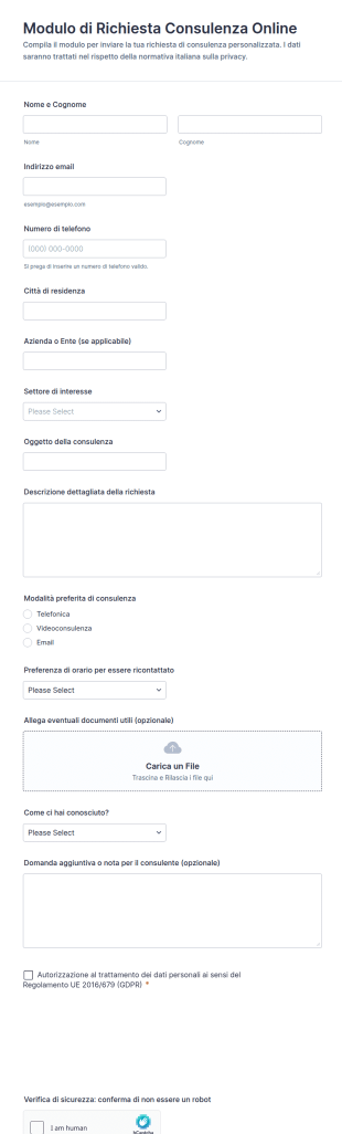 Modulo Di Consultazione Online