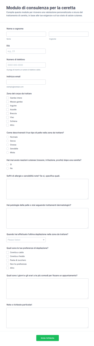 Modulo Di Consultazione Per Ceretta