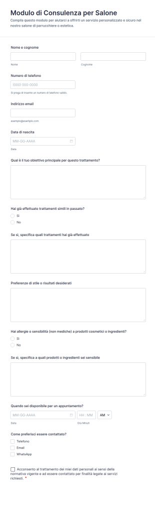 Modulo Di Consultazione Per Il Salone
