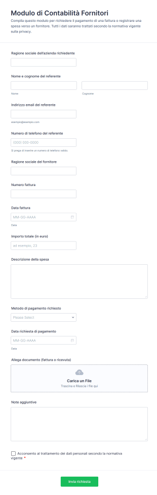 Modulo Di Contabilità Fornitori