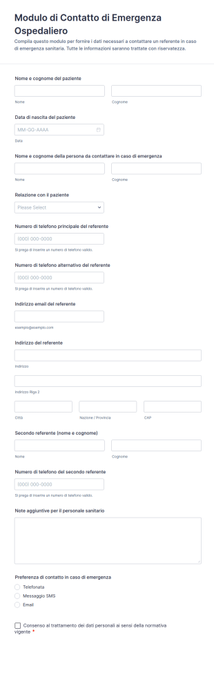 Modulo Di Contatto D'Emergenza Ospedaliero