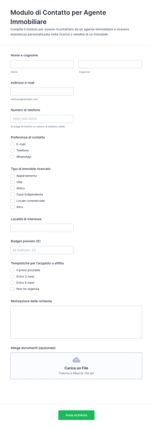 Modulo Di Contatto Per Agente Immobiliare 📋🏡