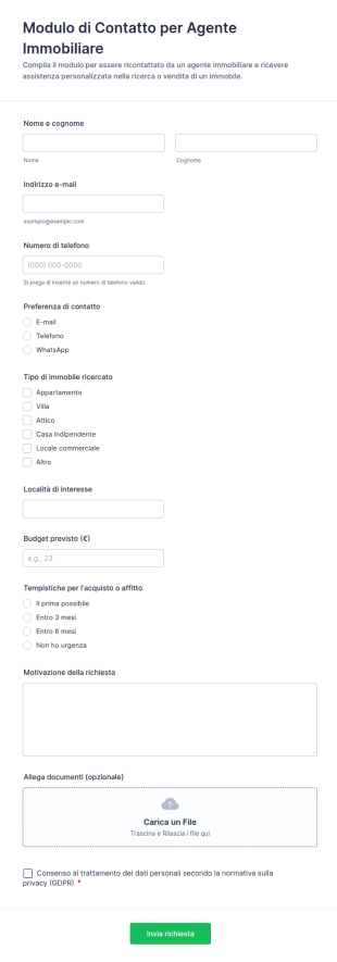 Modulo Di Contatto Per Agente Immobiliare 📋🏡