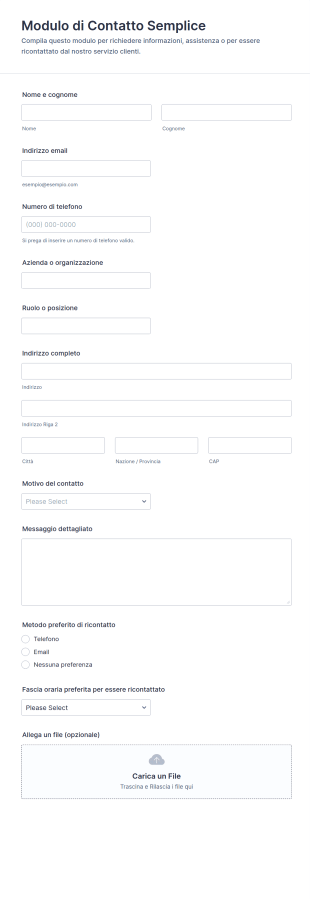 Modulo Di Contatto Semplice
