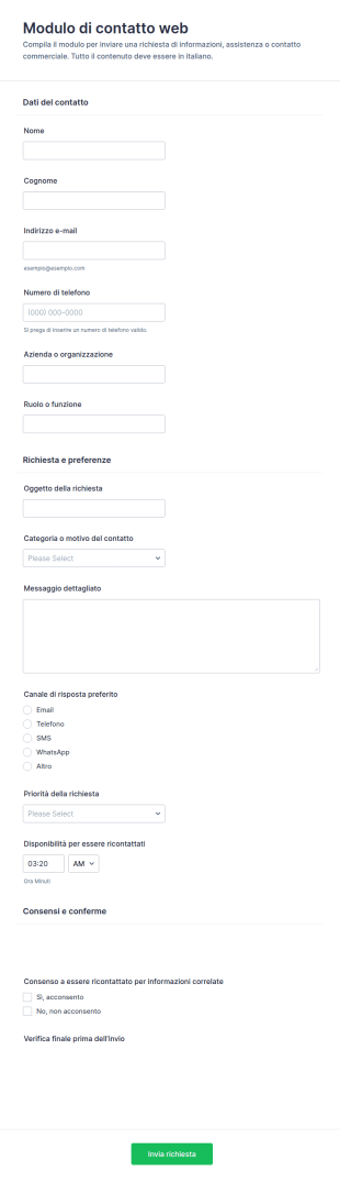 Modulo Di Contatto Web