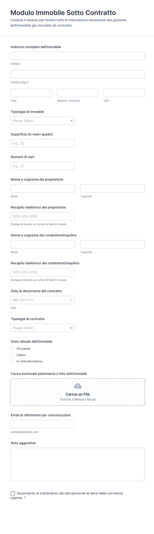 Modulo Di Contratto Immobiliare