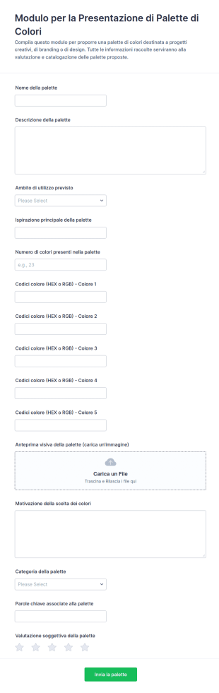 Modulo Di Contributo Alla Tavolozza Colori