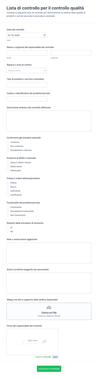 Modulo Di Controllo Qualità