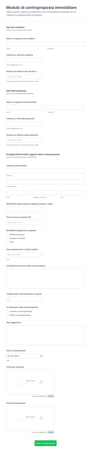 Modulo Di Controproposta Immobiliare