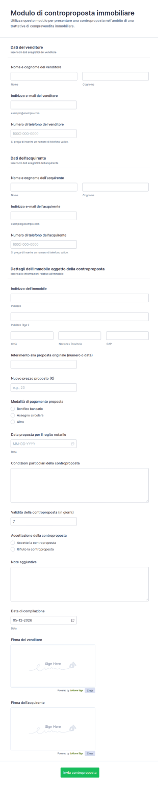 Modulo Di Controproposta Immobiliare