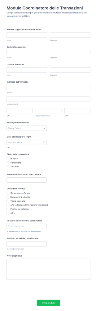 Modulo Di Coordinamento Transazioni