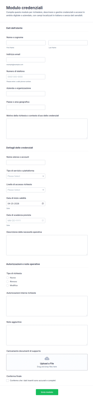 Modulo Di Credenziali