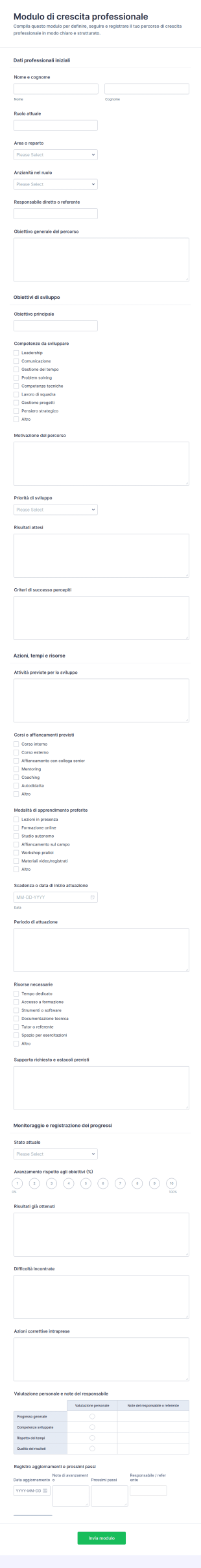 Modulo Di Crescita Professionale E Registrazione