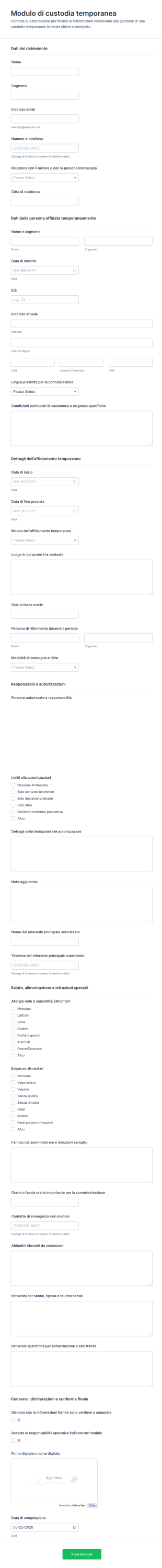 Modulo Di Custodia Temporanea