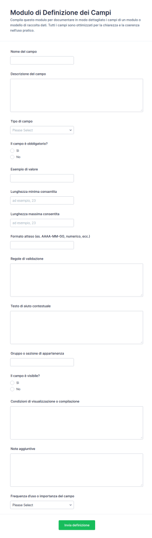 Modulo Di Definizione Dei Campi