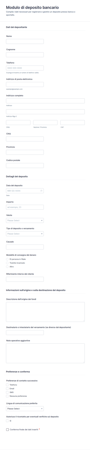 Modulo Di Deposito Bancario