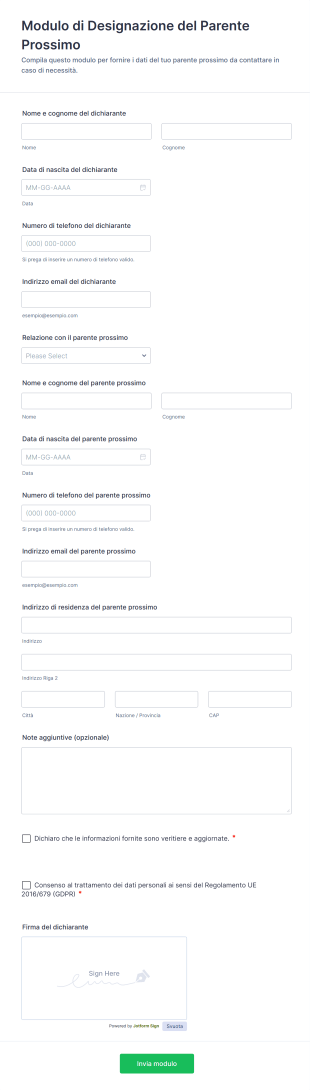 Modulo Di Designazione Del Parente Prossimo