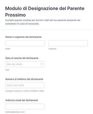 Modulo Di Designazione Del Parente Prossimo