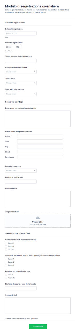 Modulo Di Diario