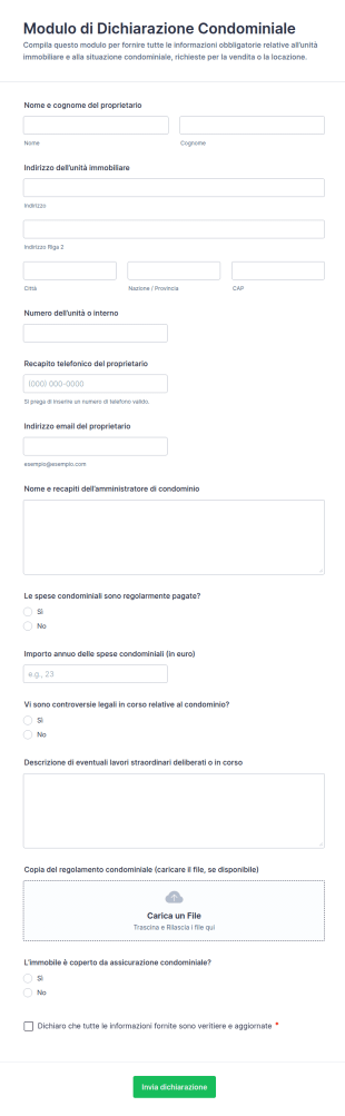 Modulo Di Dichiarazione Condominiale