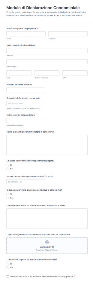 Modulo Di Dichiarazione Condominiale