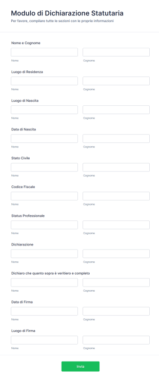 Modulo Di Dichiarazione Statutaria