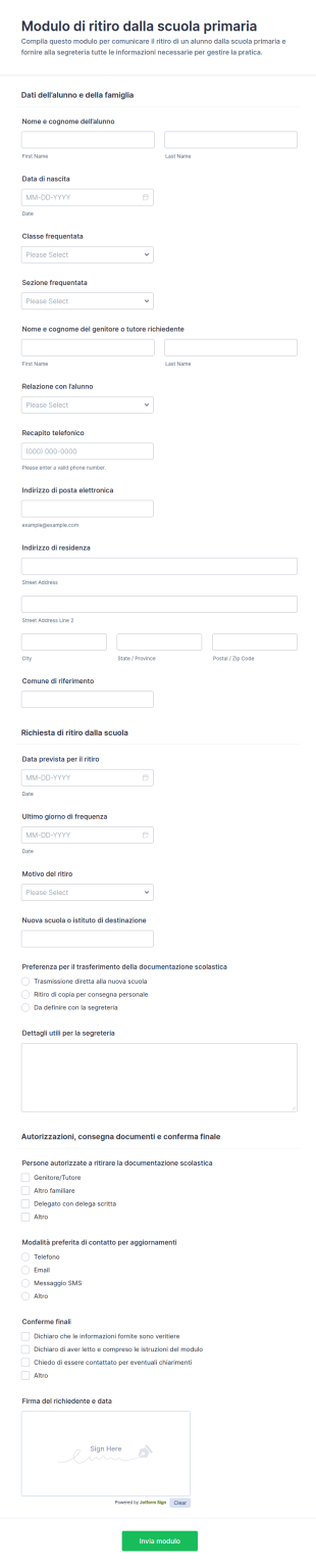 Modulo Di Dimissione Dalla Scuola Elementare Form