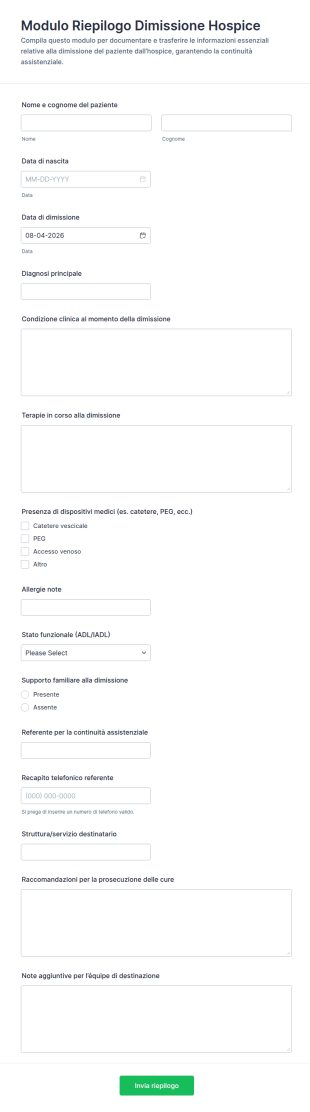 Modulo Di Dimissione Hospice