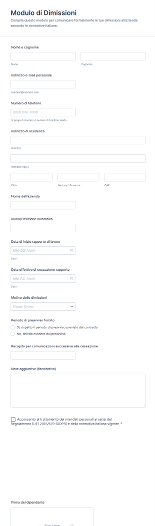 Modulo Di Dimissioni