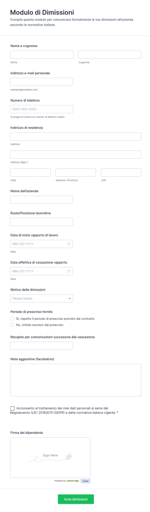 Modulo Di Dimissioni