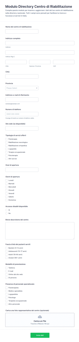 Modulo Di Directory Dei Centri Di Riabilitazione