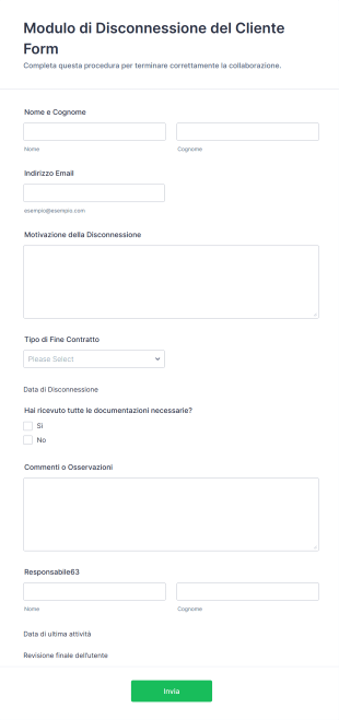 Modulo Di Disconnessione Del Cliente Form