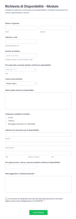 Modulo Di Disponibilità