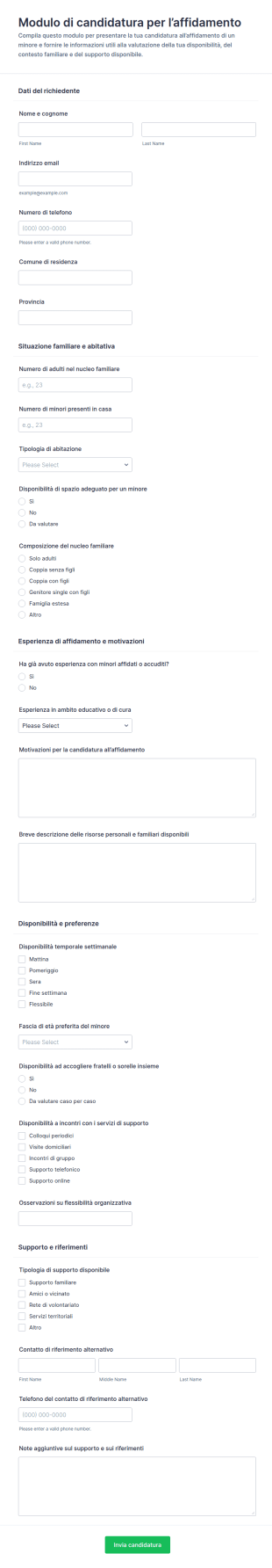 Modulo Di Domanda Di Inserimento Culturale