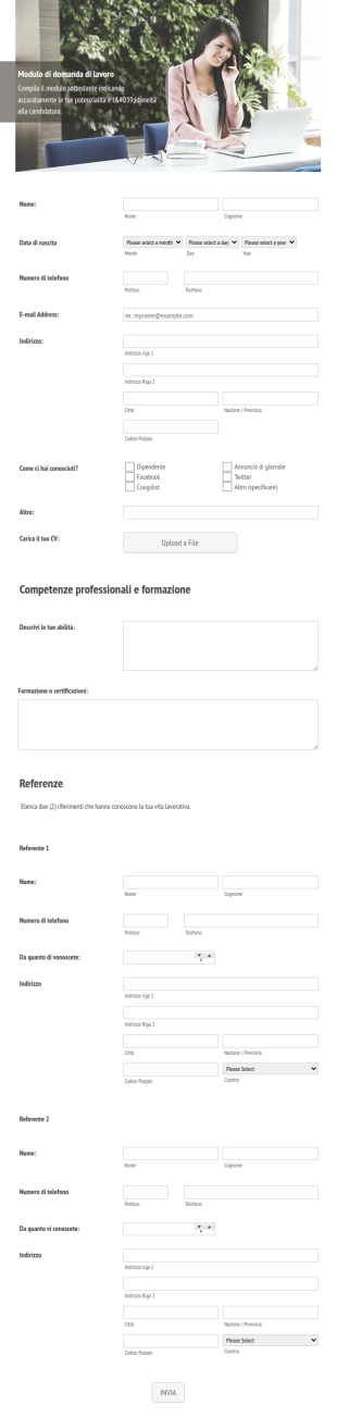 Modulo Di Domanda Di Lavoro