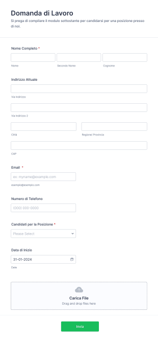 Modulo Di Domanda Lavoro Semplice Form Template