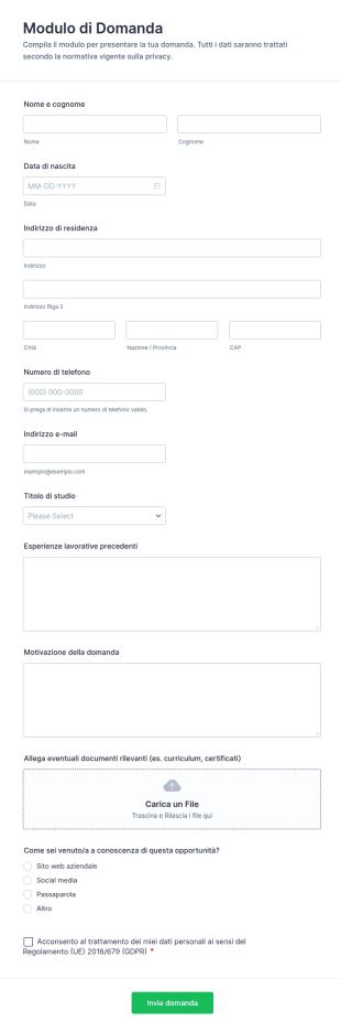 Modulo Di Domanda