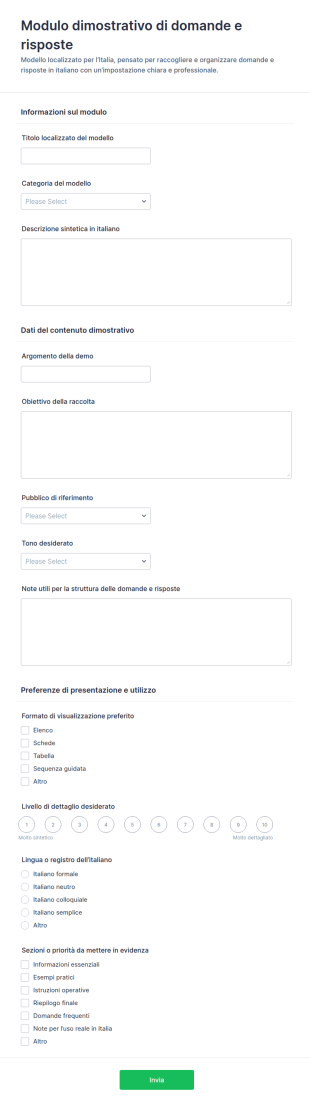 Modulo Dimostrativo Di Domande E Risposte