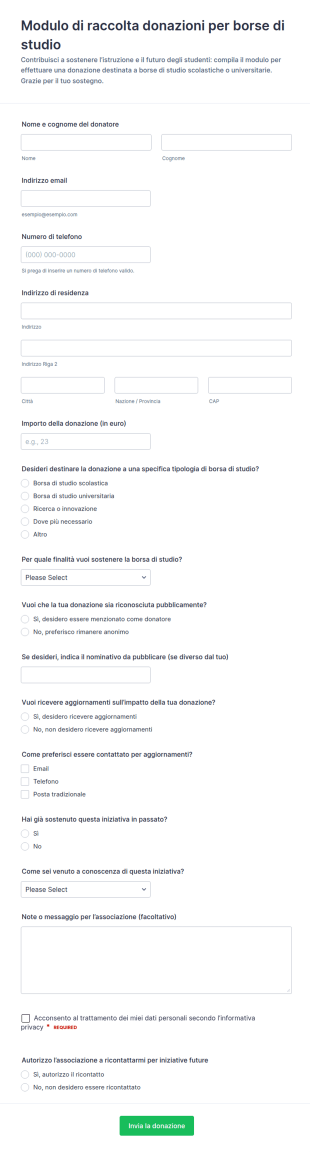 Modulo Di Donazione Per Sponsorizzazione Educativa