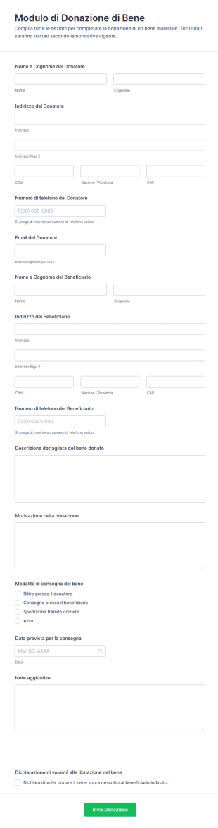 Modulo Di Donazione