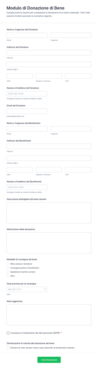 Modulo Di Donazione